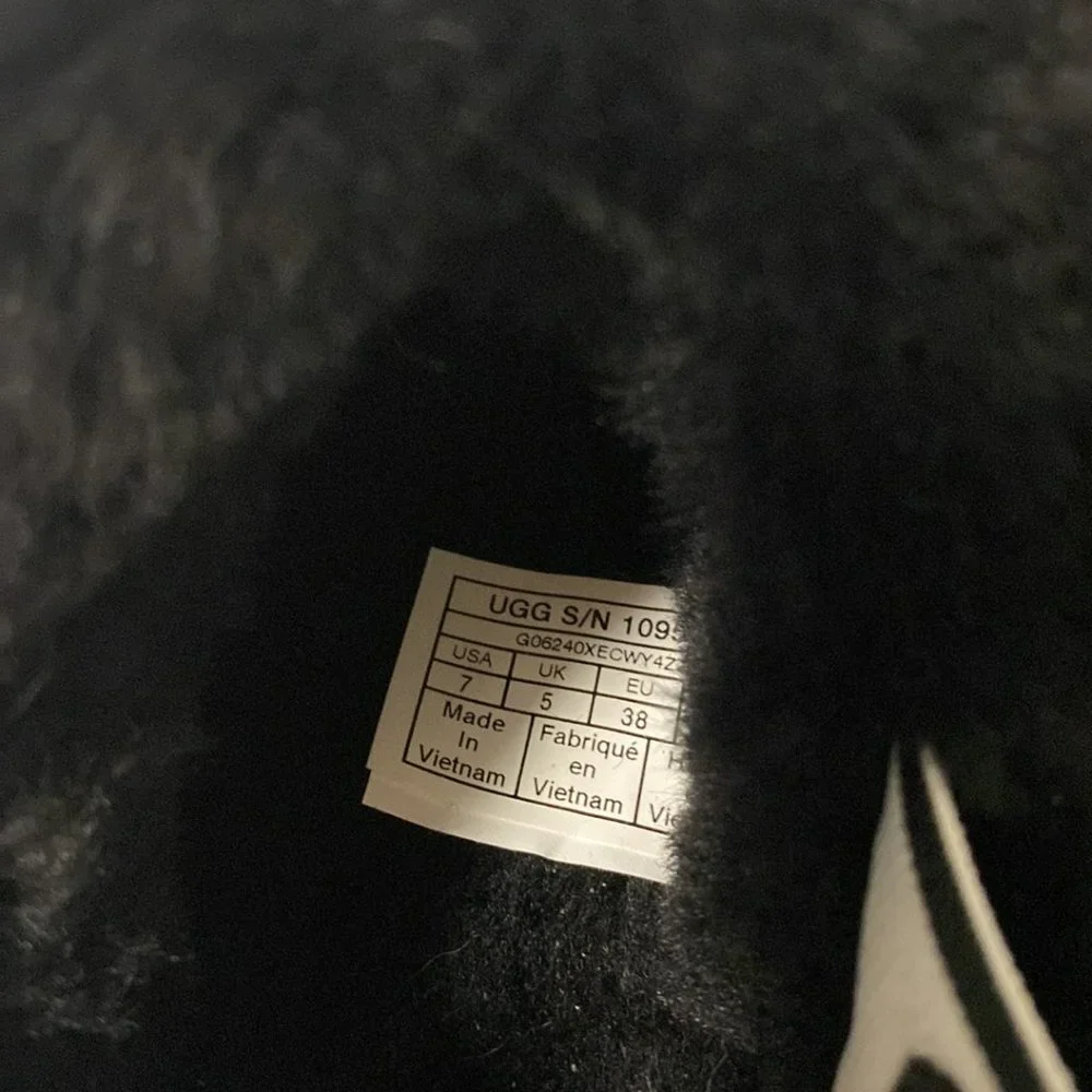 *Ugg Fluff Yeah Slide Black White Women's Size 7 - Picture 8 of 9
